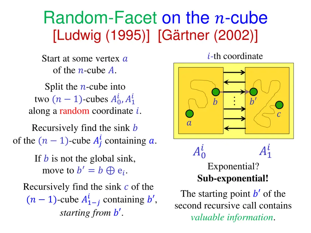 random facet on the cube ludwig 1995 g rtner 2002