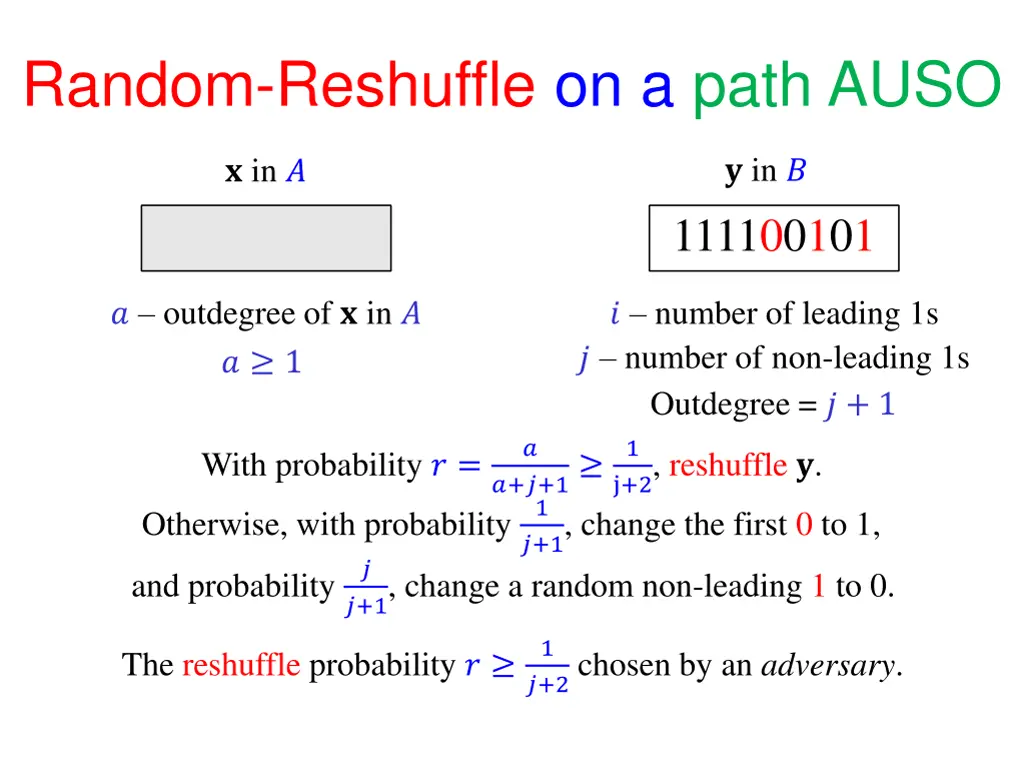 random reshuffle on a path auso