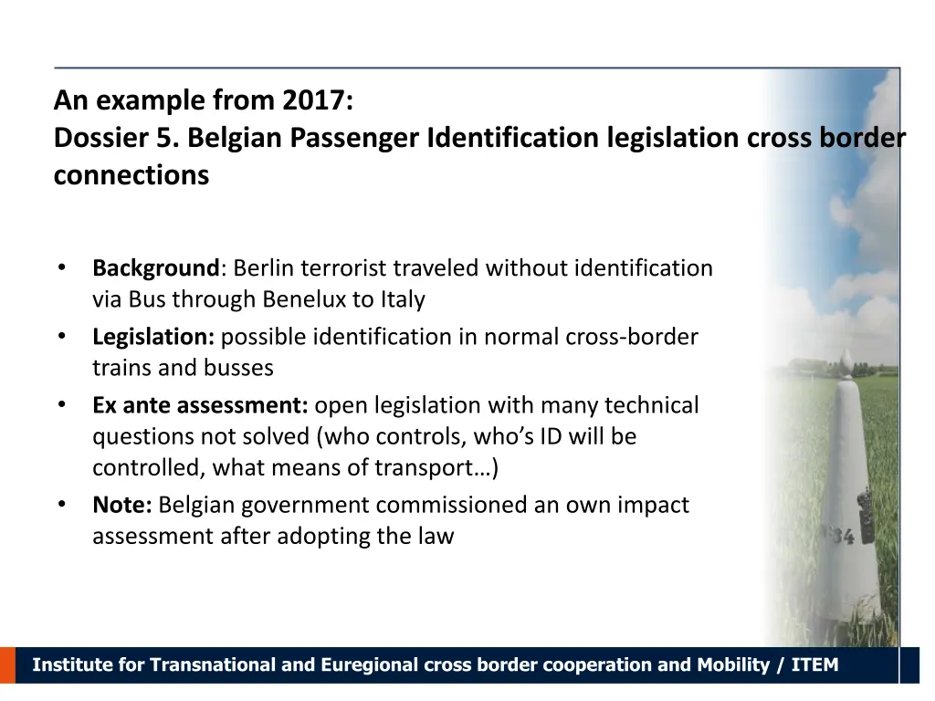 an example from 2017 dossier 5 belgian passenger