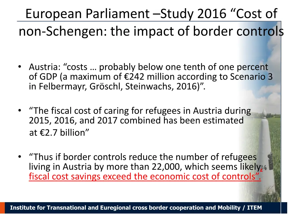 european parliament study 2016 cost