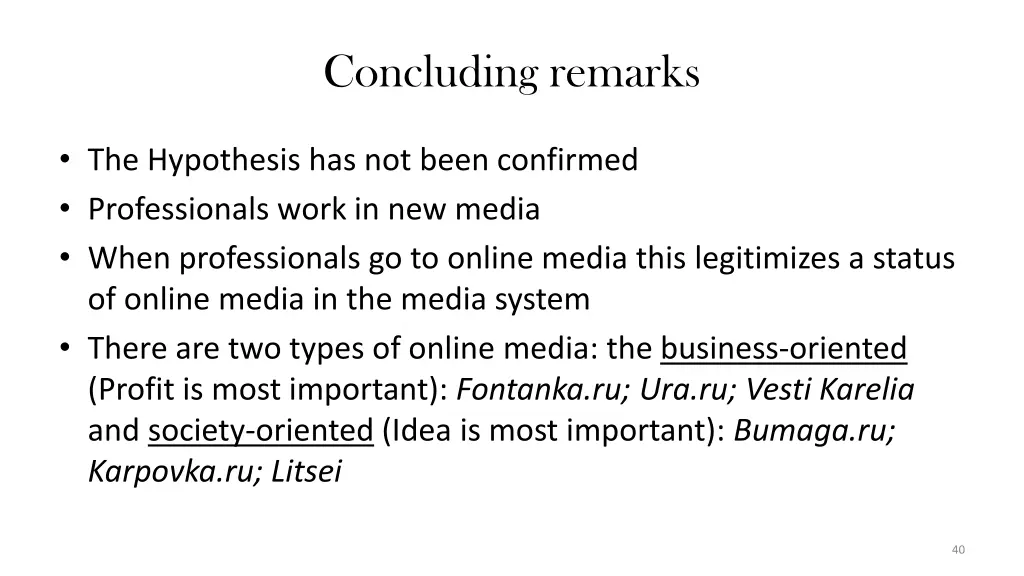 concluding remarks