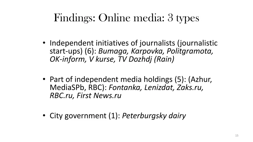 findings online media 3 types