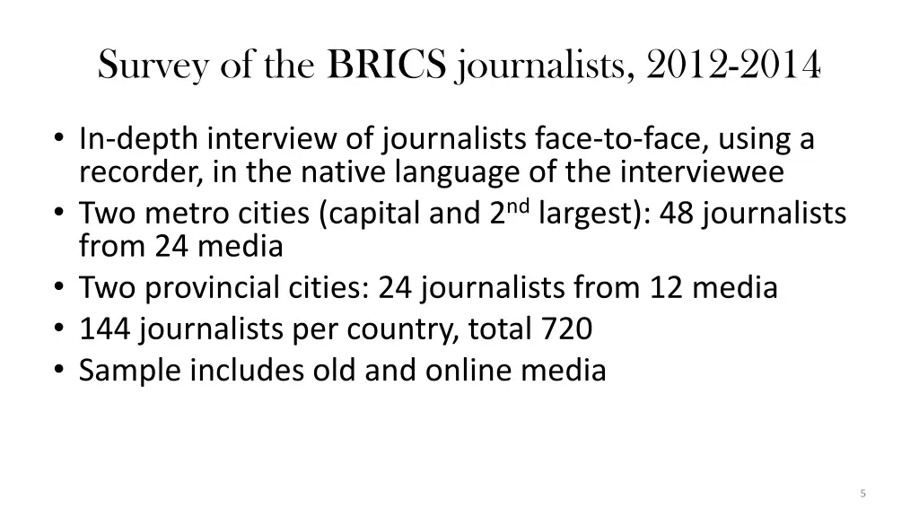 survey of the brics journalists 2012 2014