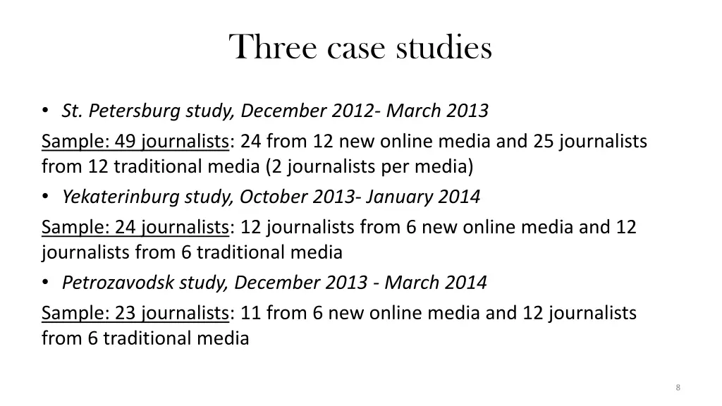 three case studies