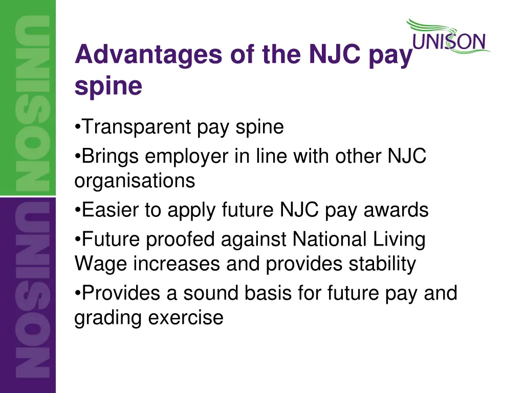 advantages of the njc pay spine