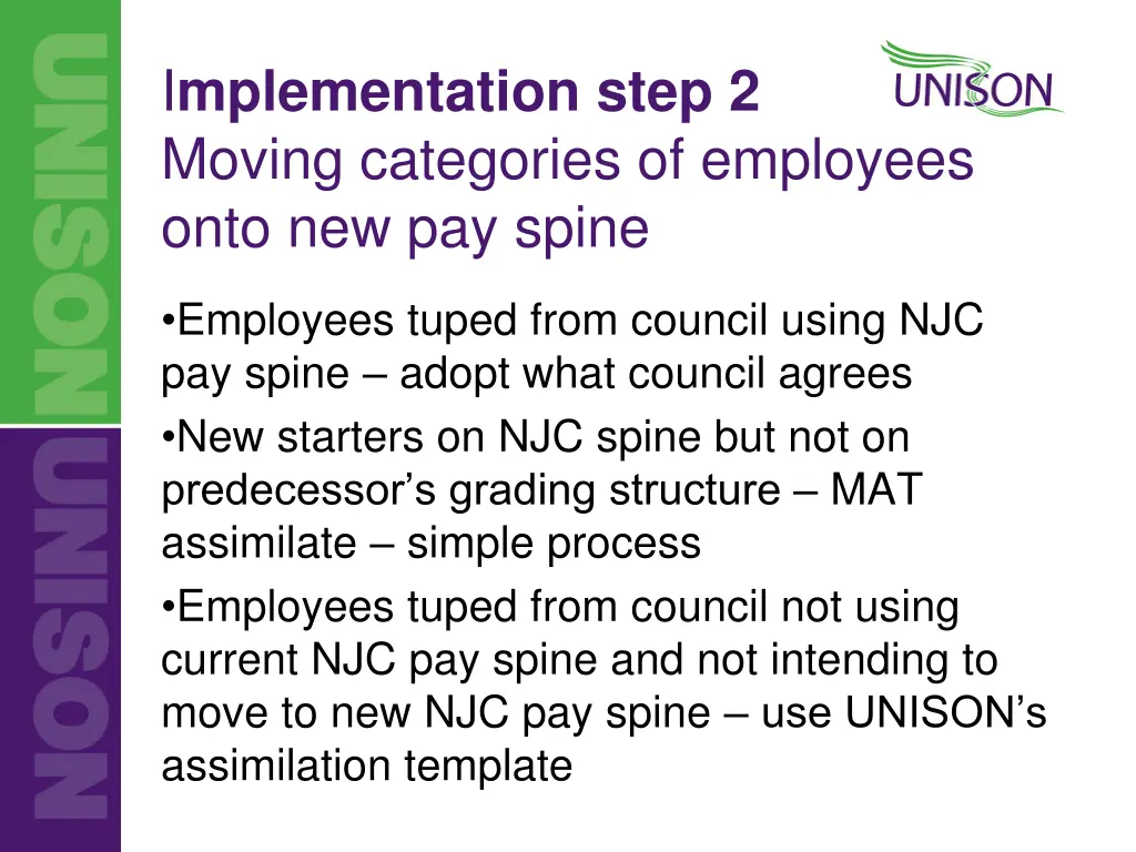 i mplementation step 2 moving categories