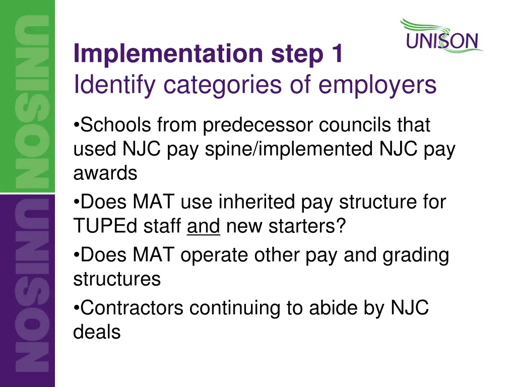 implementation step 1 identify categories