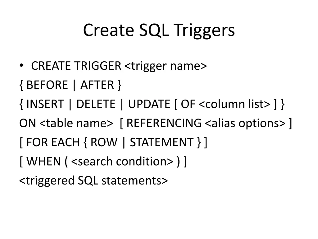 create sql triggers