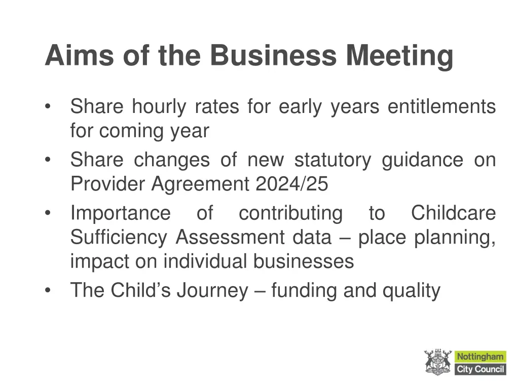 aims of the business meeting