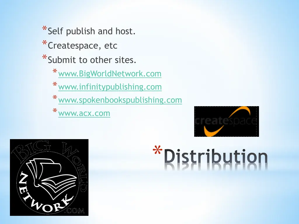 self publish and host createspace etc submit