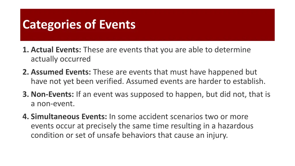 categories of events 1