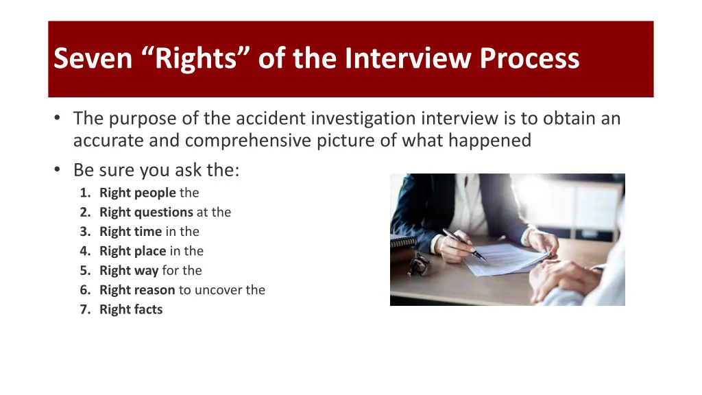 seven rights of the interview process