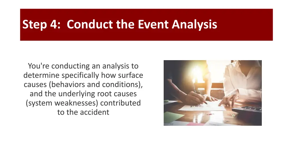 step 4 conduct the event analysis