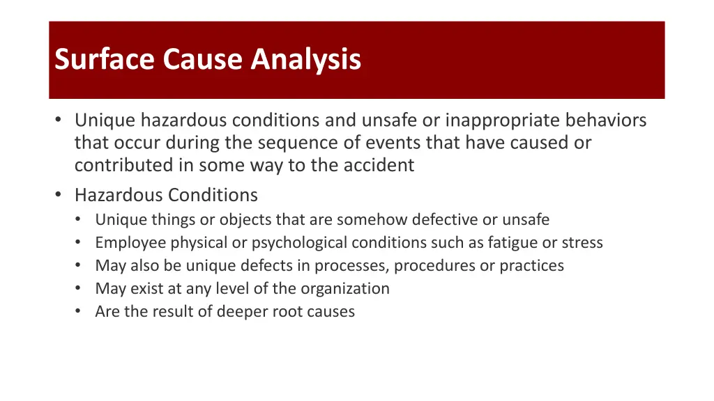 surface cause analysis