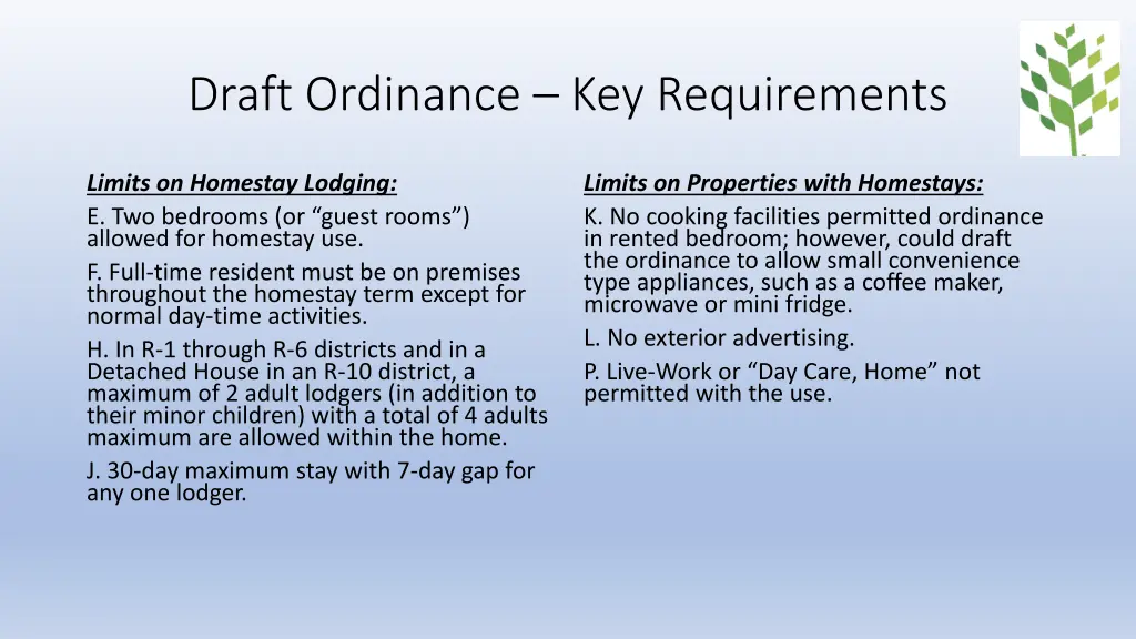 draft ordinance key requirements 1