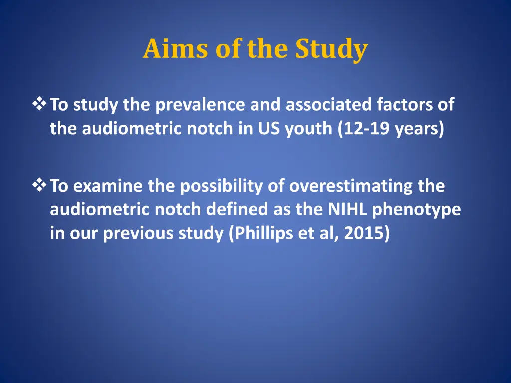 aims of the study