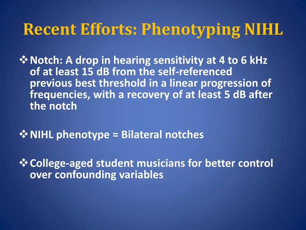 recent efforts phenotyping nihl