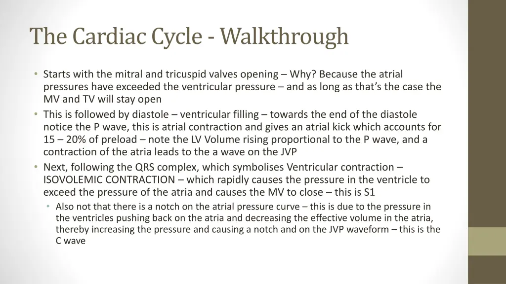 the cardiac cycle walkthrough