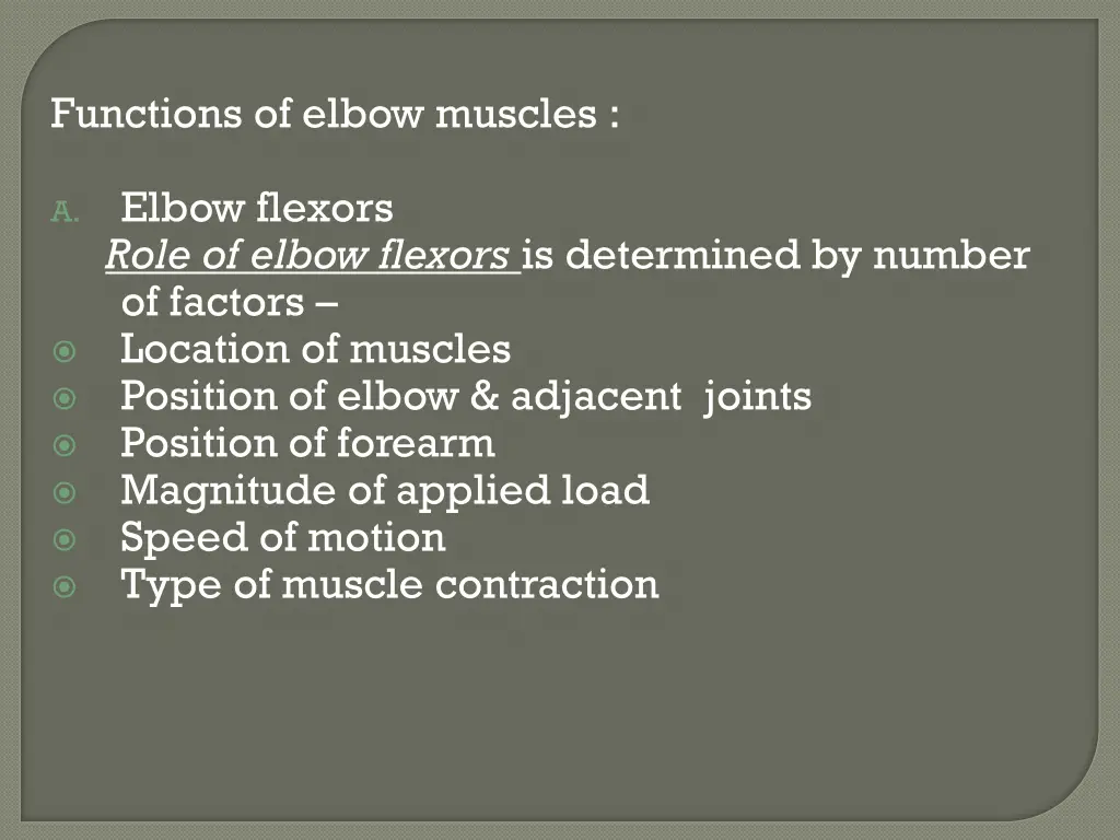 functions of elbow muscles