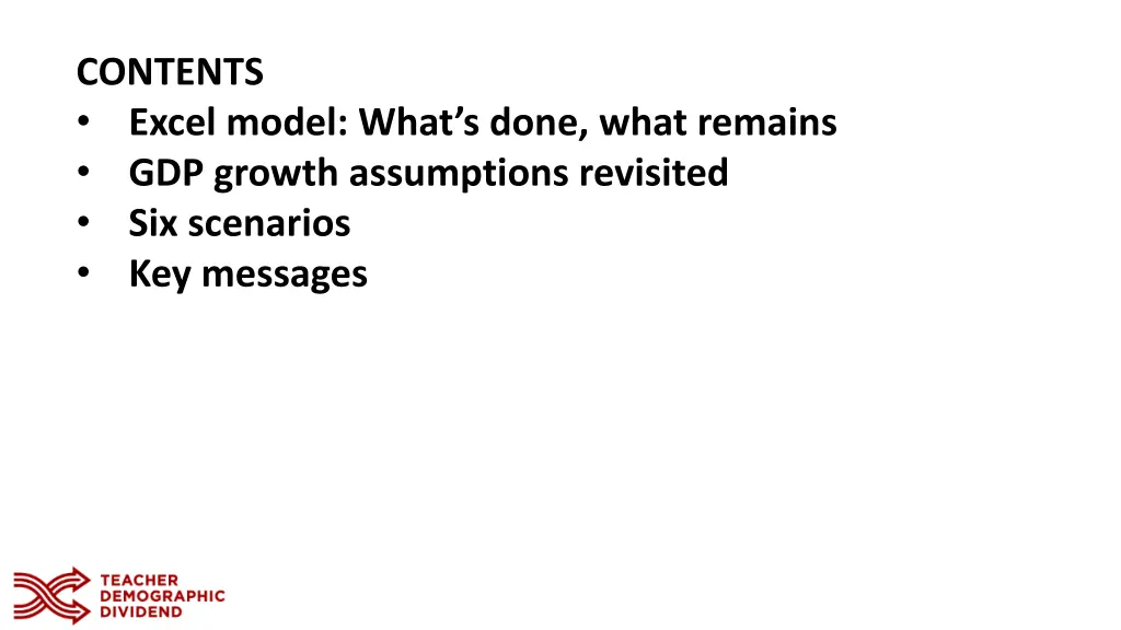 contents excel model what s done what remains