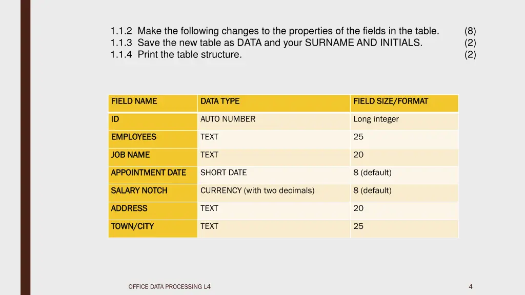 1 1 2 make the following changes