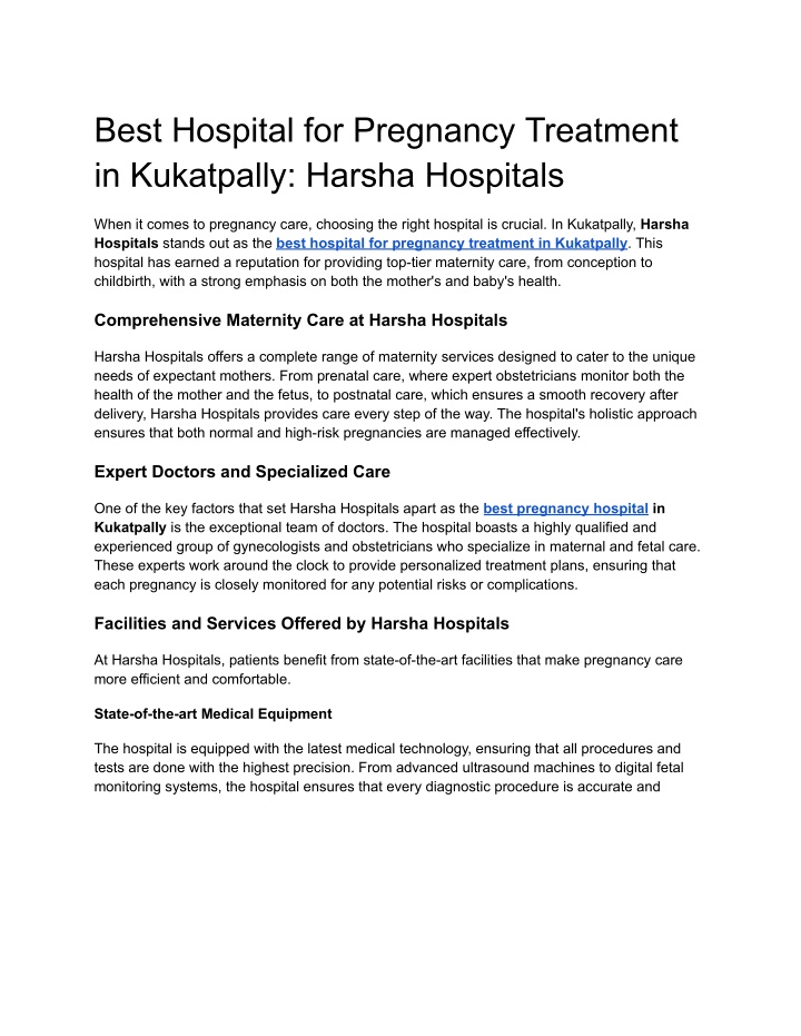 best hospital for pregnancy treatment