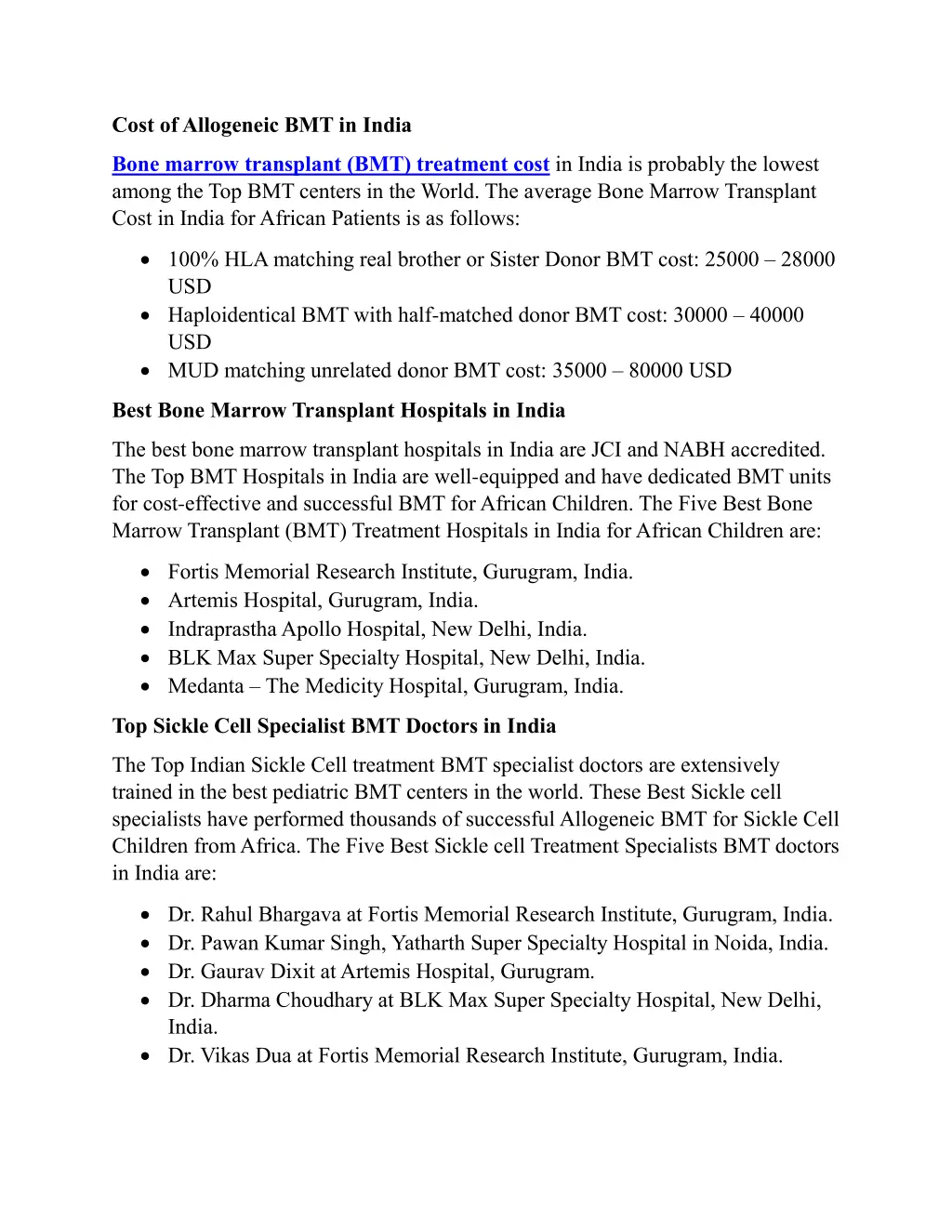 cost of allogeneic bmt in india