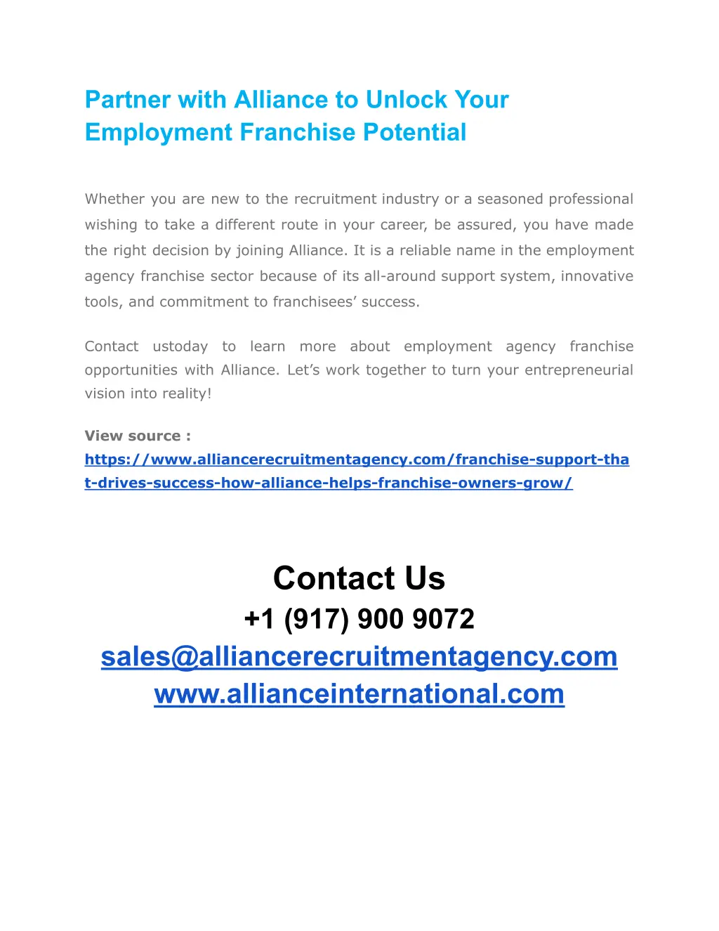 partner with alliance to unlock your employment