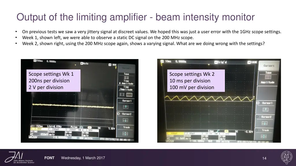 output of the limiting amplifier beam intensity 1