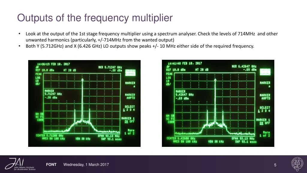 outputs of the frequency multiplier