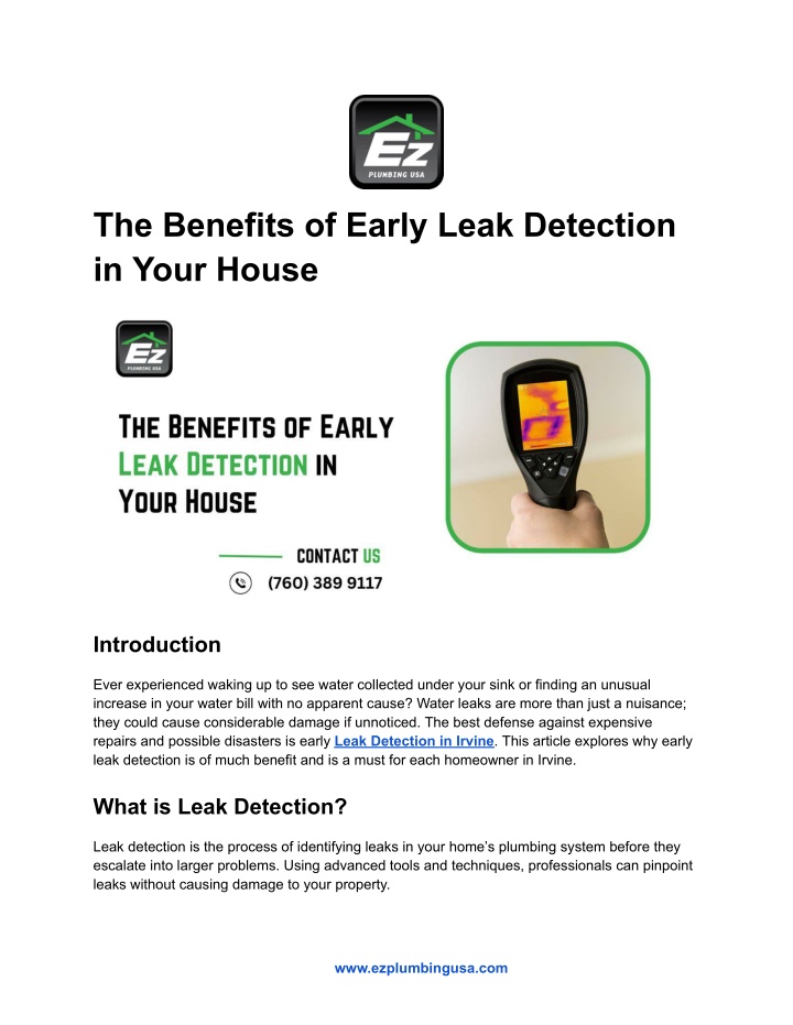 the benefits of early leak detection in your house