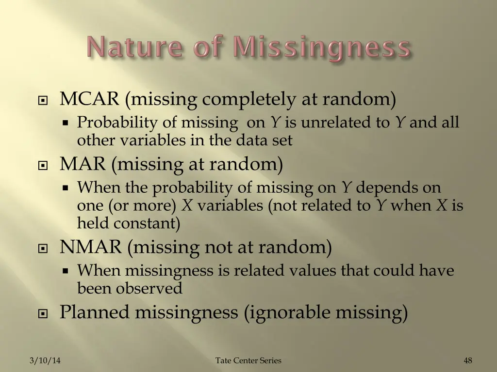 mcar missing completely at random probability