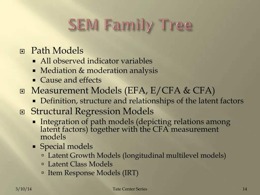 path models all observed indicator variables