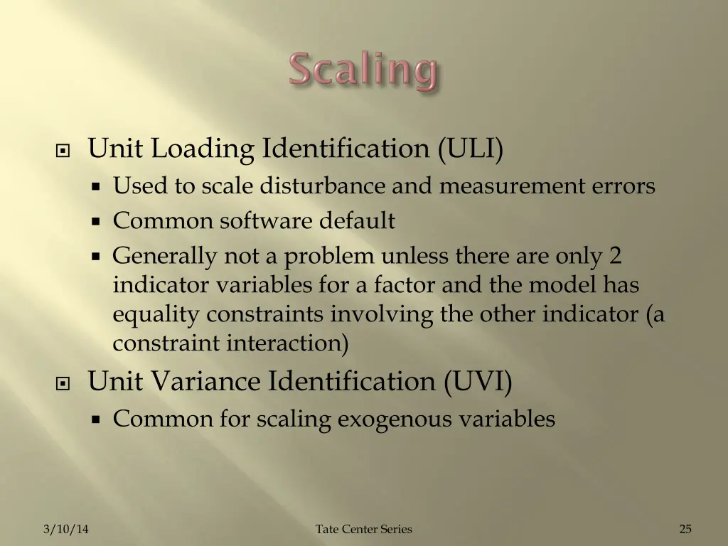 unit loading identification uli used to scale