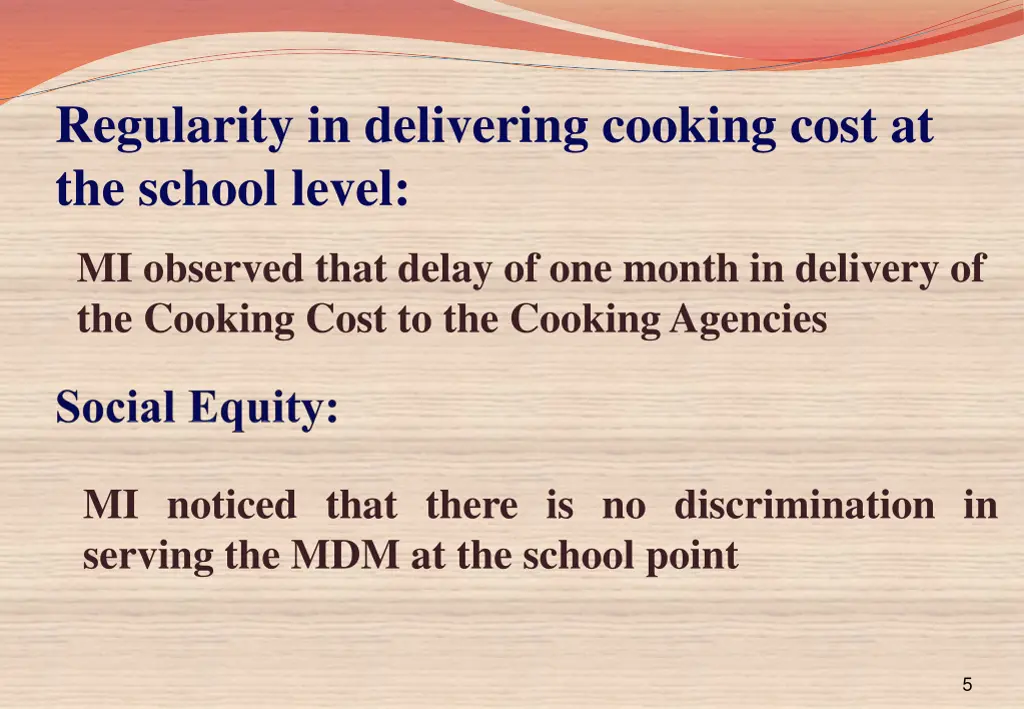 regularity in delivering cooking cost