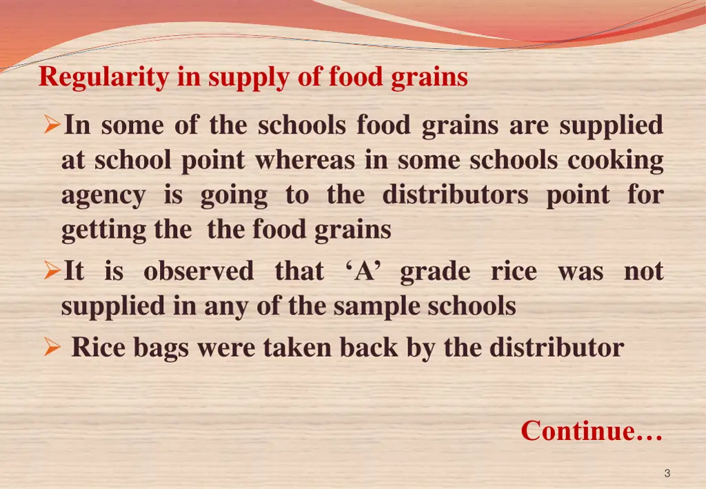 regularity in supply of food grains