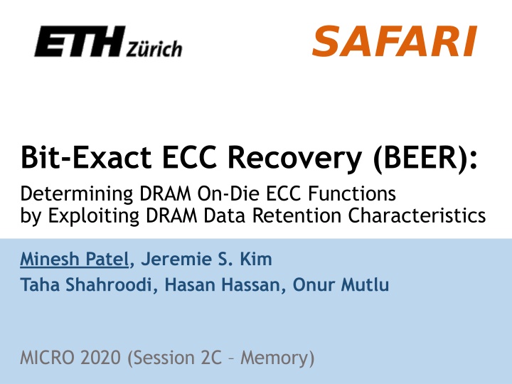 bit exact ecc recovery beer determining dram