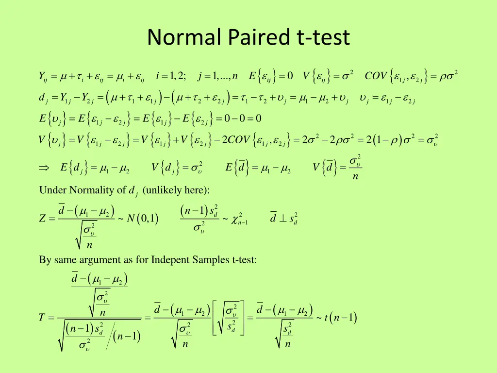 normal paired t test