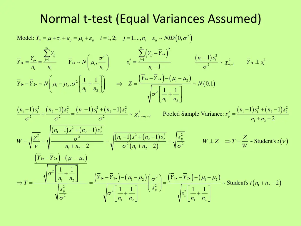 normal t test equal variances assumed