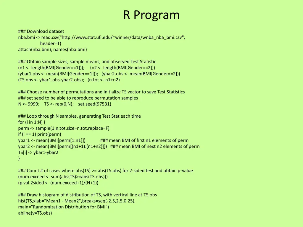 r program