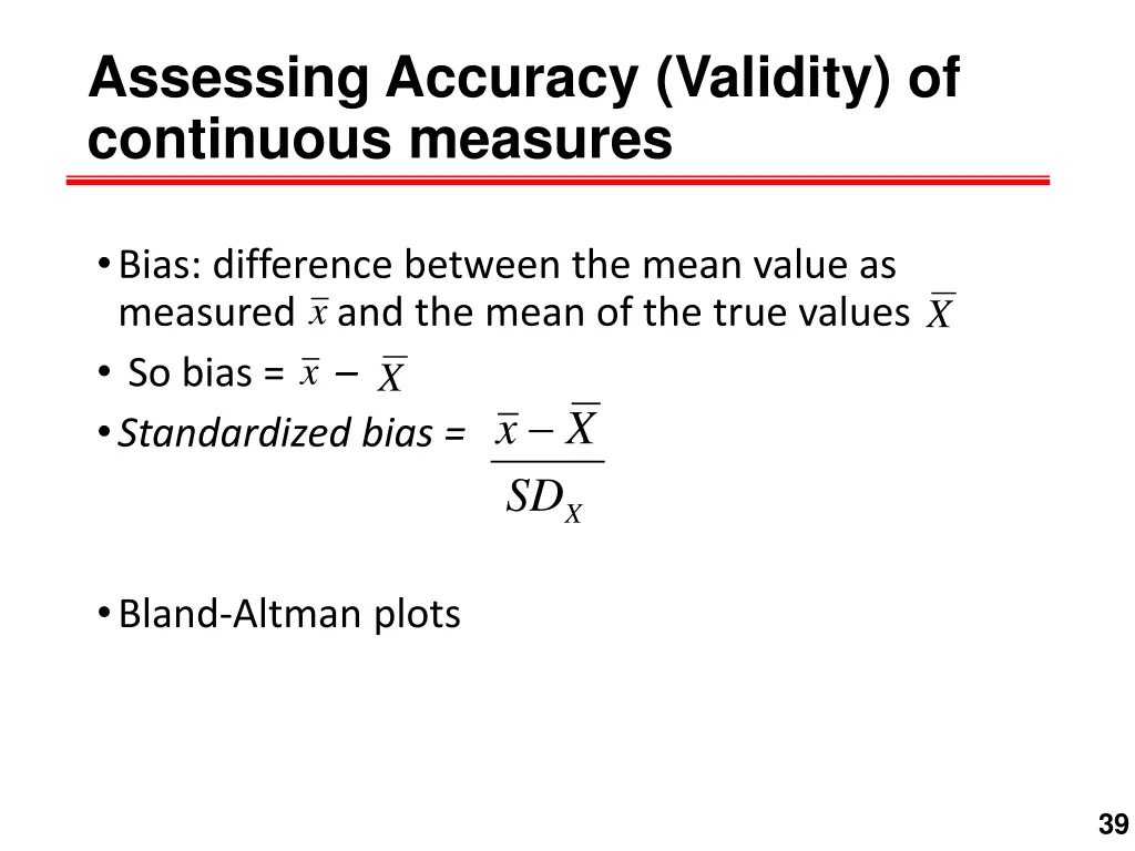 assessing accuracy validity of continuous measures