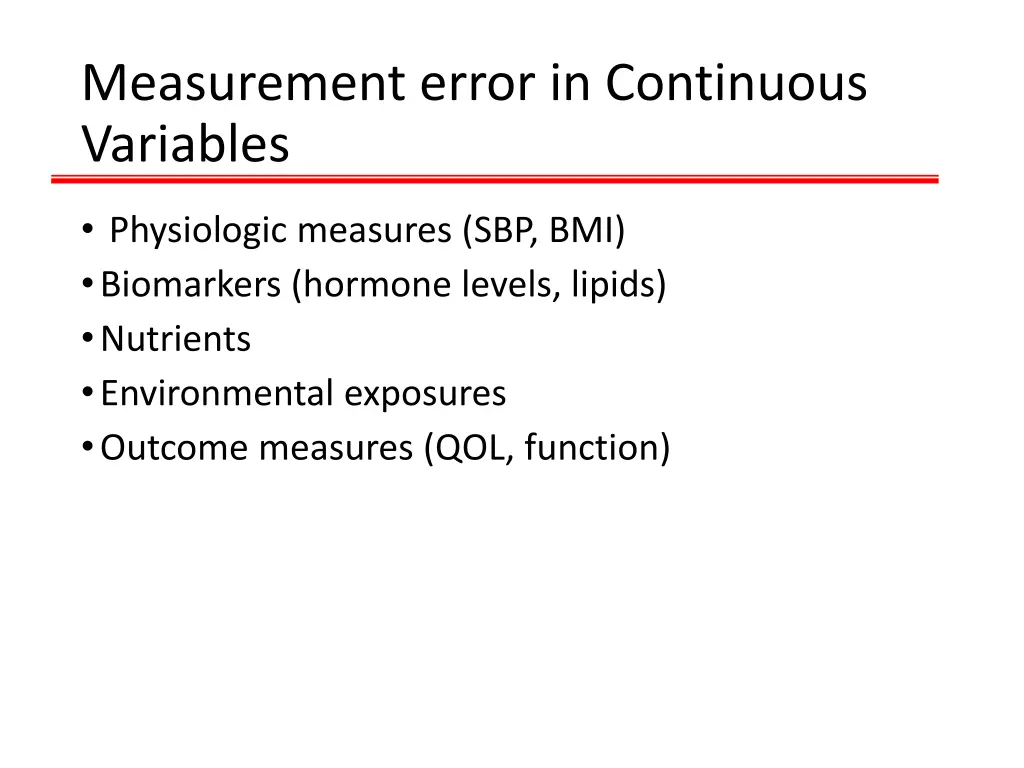 measurement error in continuous variables