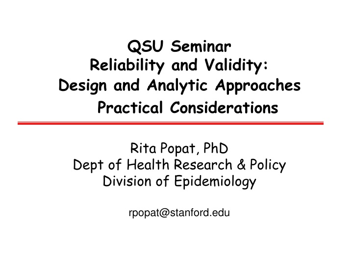 qsu seminar reliability and validity design