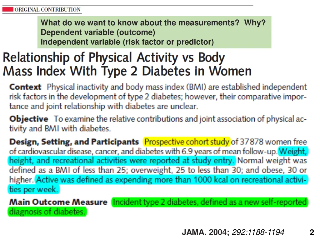 what do we want to know about the measurements