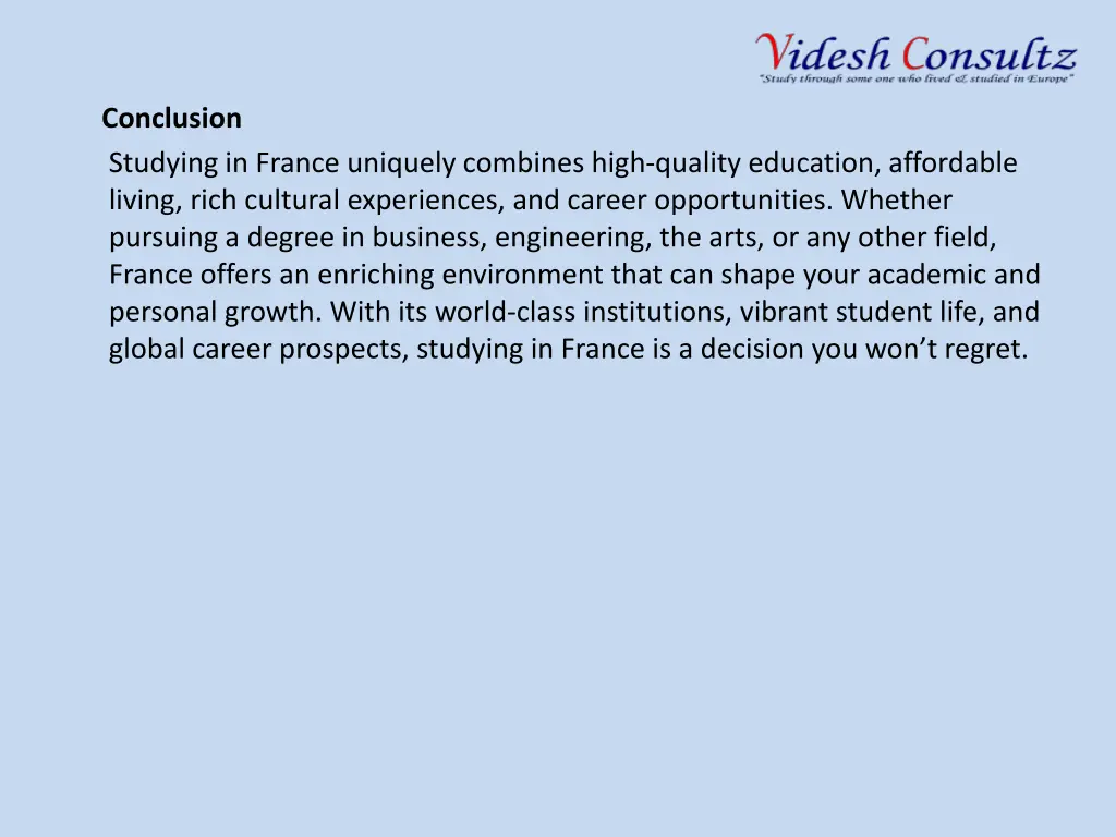 conclusion studying in france uniquely combines