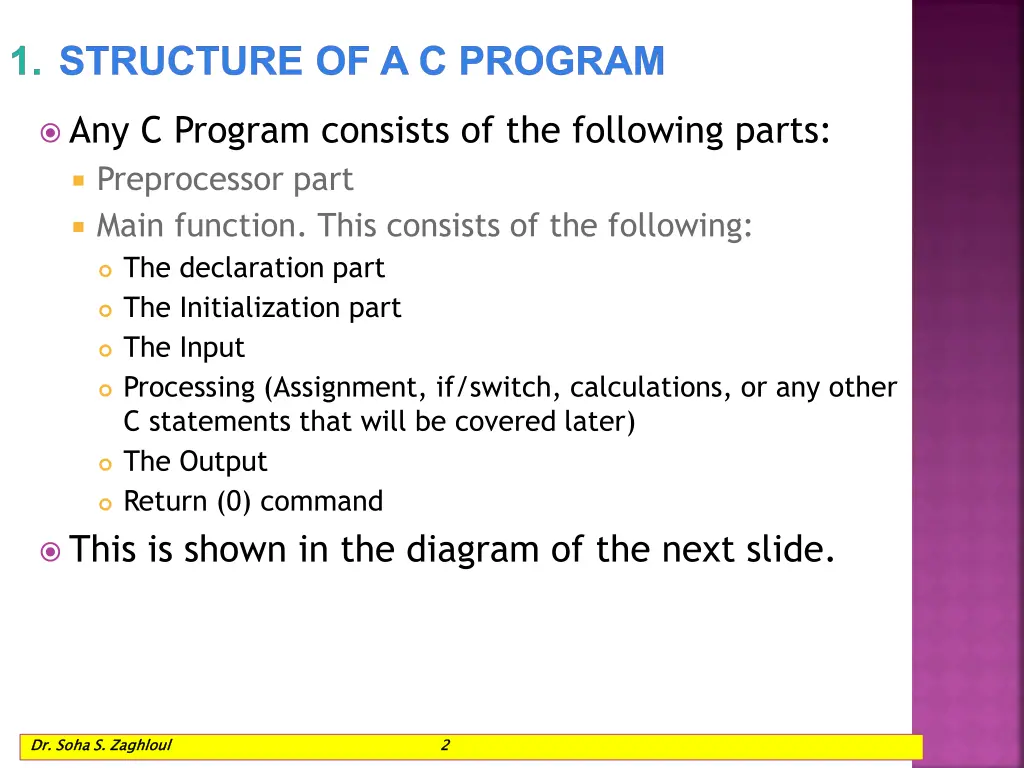 1 structure of a c program