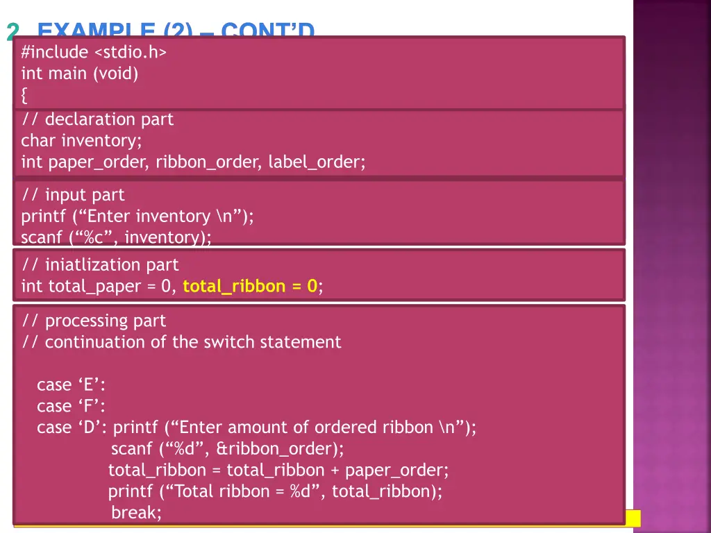 2 example 2 cont d include stdio h int main void 1