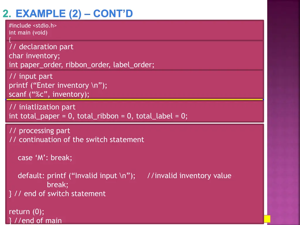 2 example 2 cont d include stdio h int main void 3