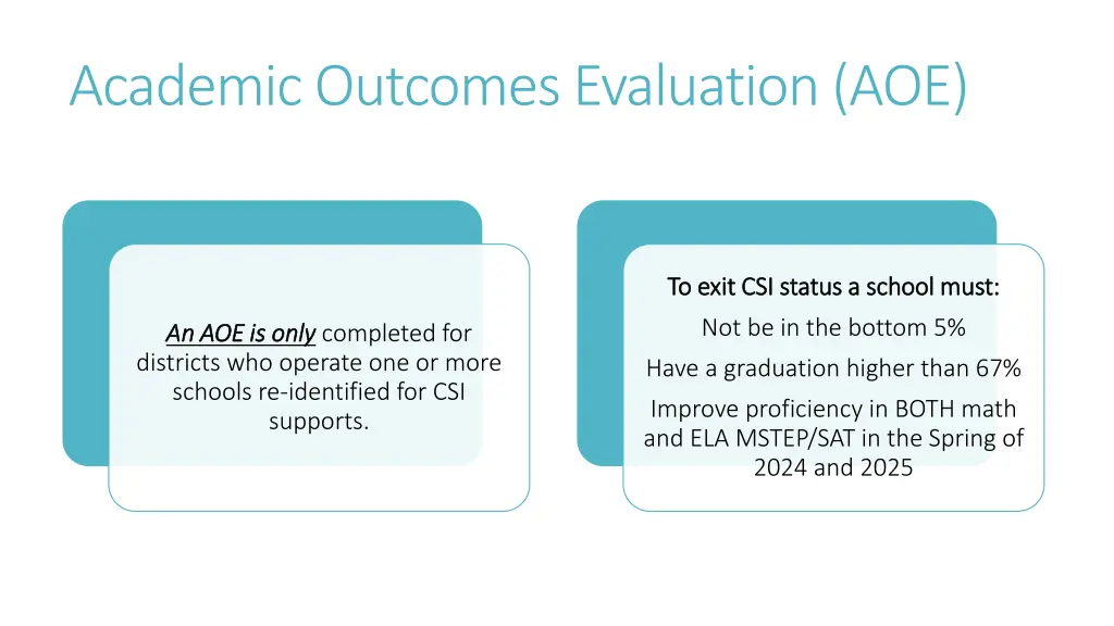 academic outcomes evaluation aoe