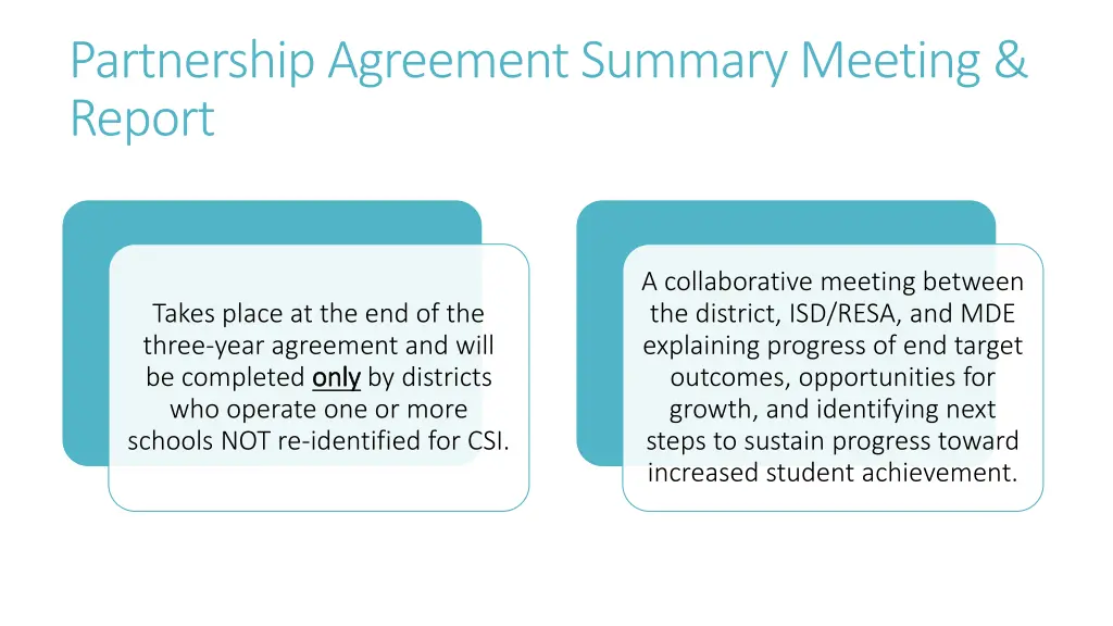 partnership agreement summary meeting report